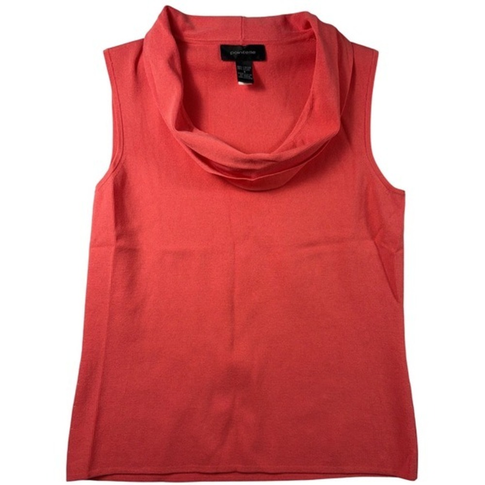 Pointelle Coral Sleeveless Cowl Neck Sweater Top Women's Size S